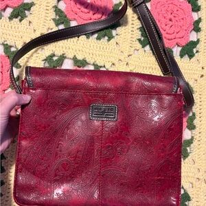Relic Red Embossed Crossbody Bag